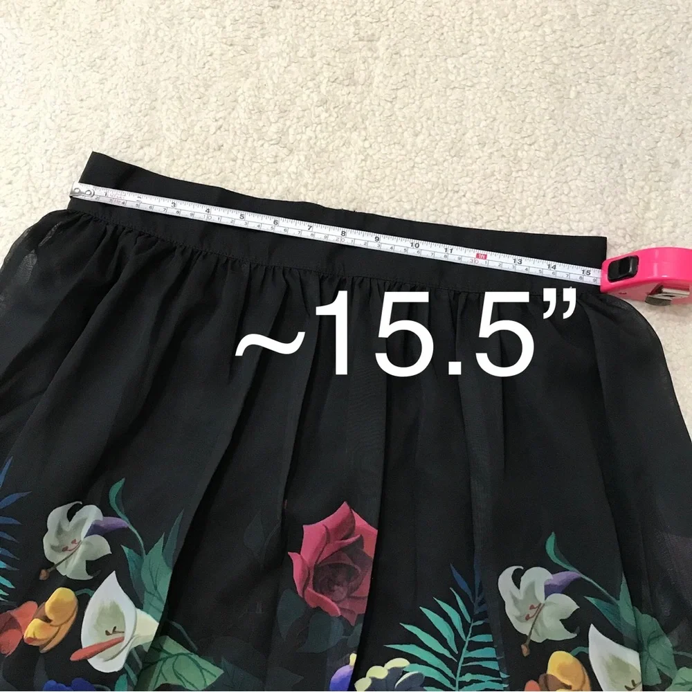 Disney Black Floral Alice in Wonderland A-Line Skirt - Picture 9 of 14